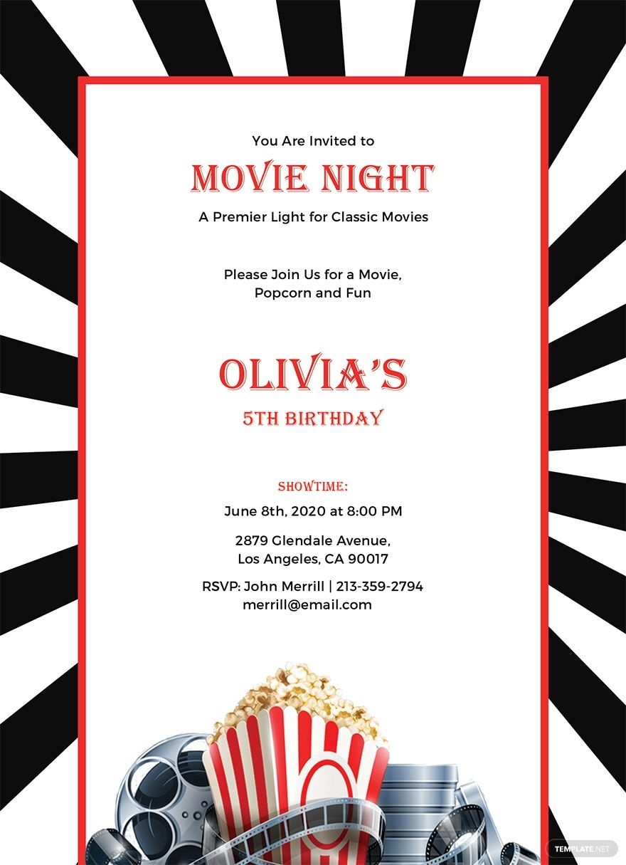 Free Printable Movie Themed Birthday Invitations