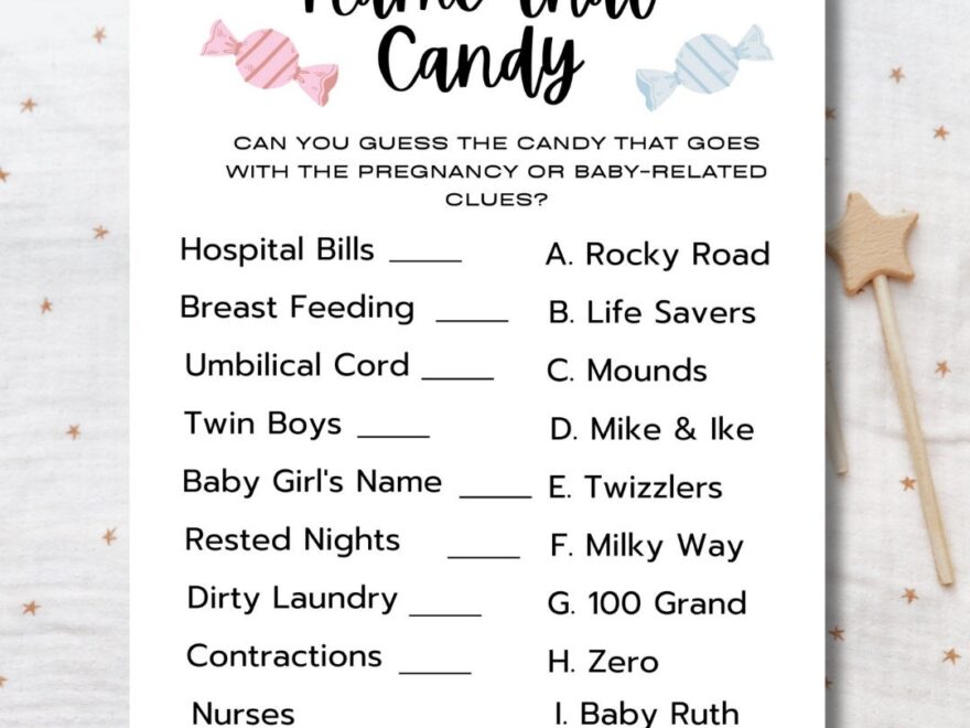 Name That Candy Game Baby Shower Game Answer Key Included Baby Shower Activity Instant Download Etsy