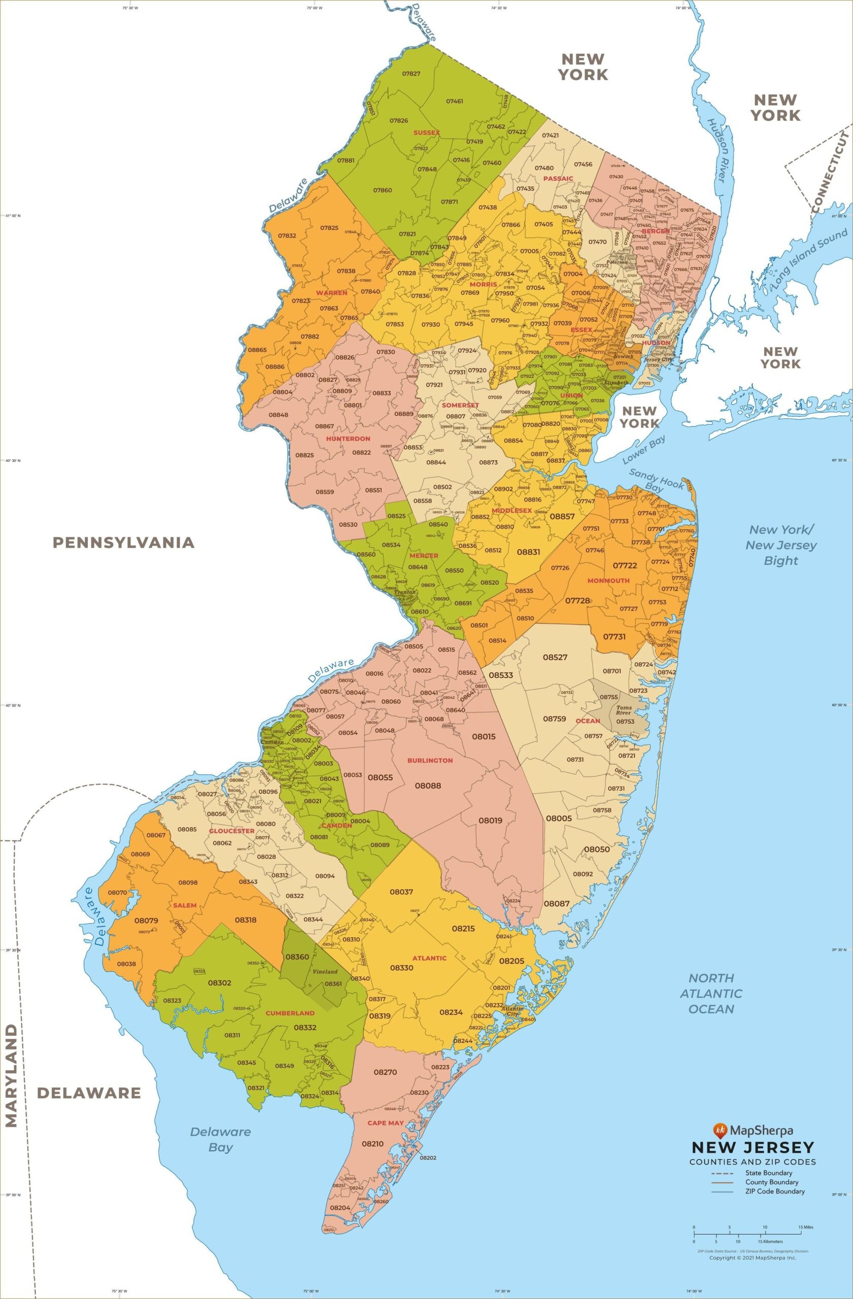 Printable Bergen County Zip Code Map