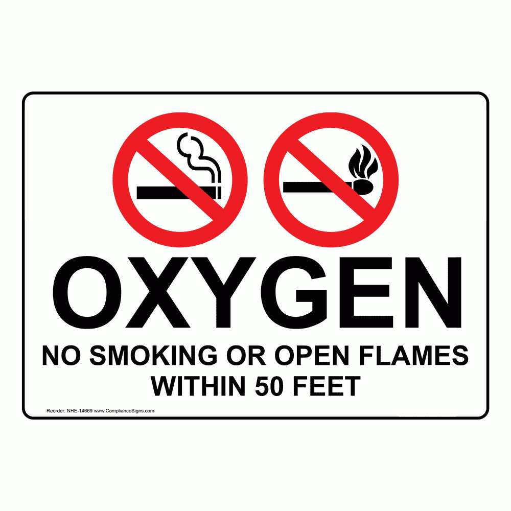 No Open Flame Sign Oxygen No Smoking Or Open Flames Within 50 Feet