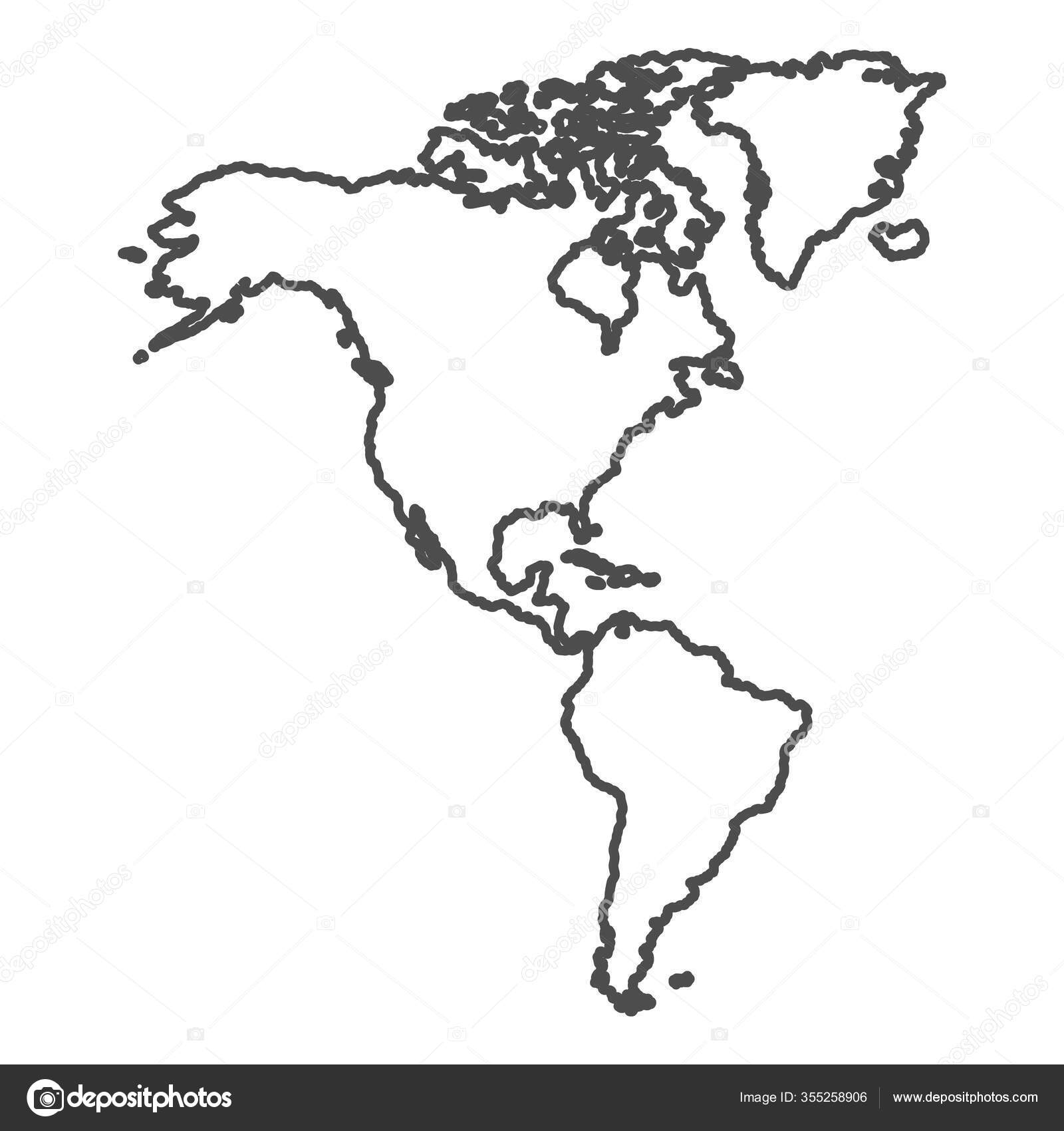 North South America Outline World Map Vector Illustration Isolated White Stock Vector By vitalia221 355258906