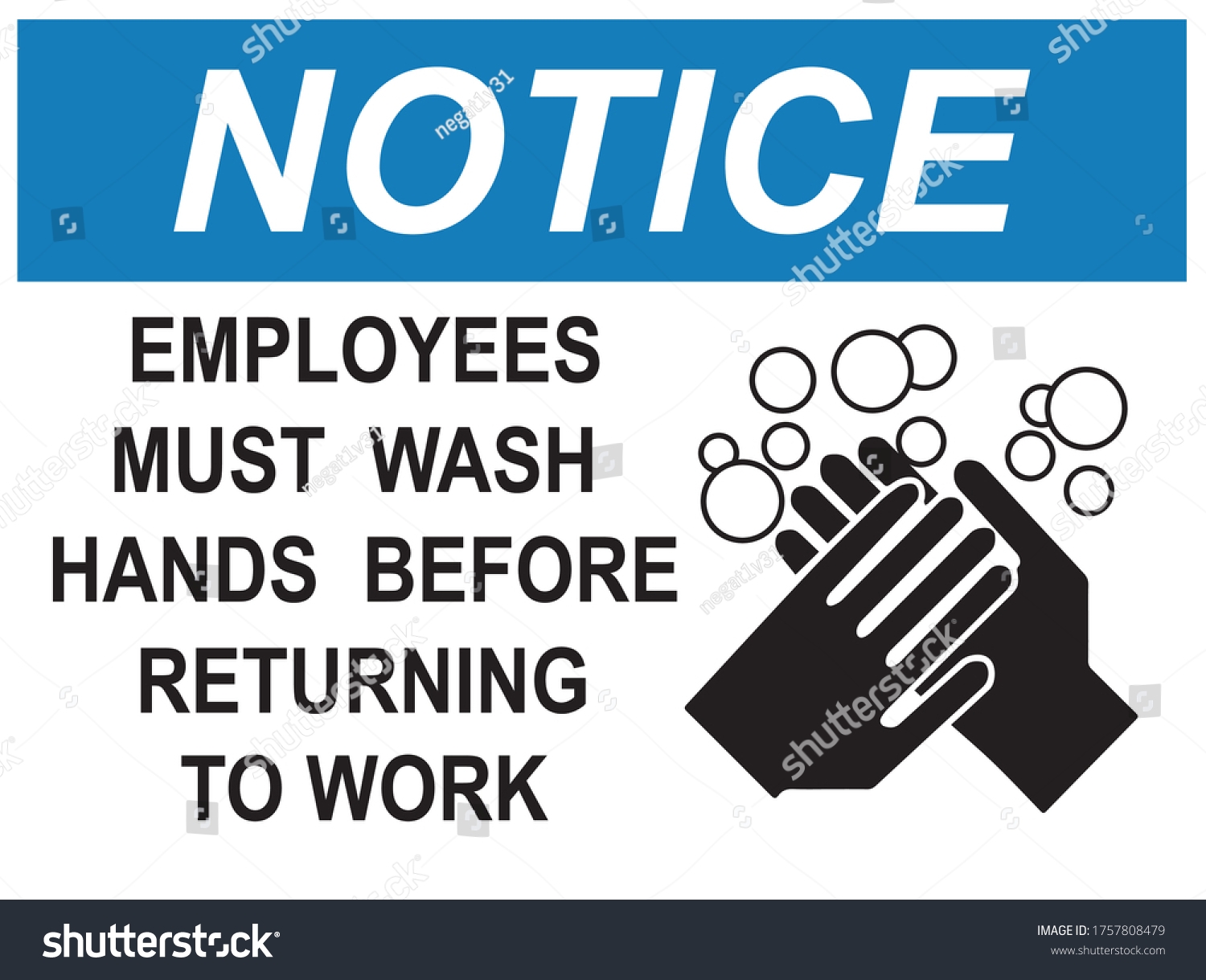 Notice Employees Must Wash Hands Before Stock Vector Royalty Free 1757808479 Shutterstock