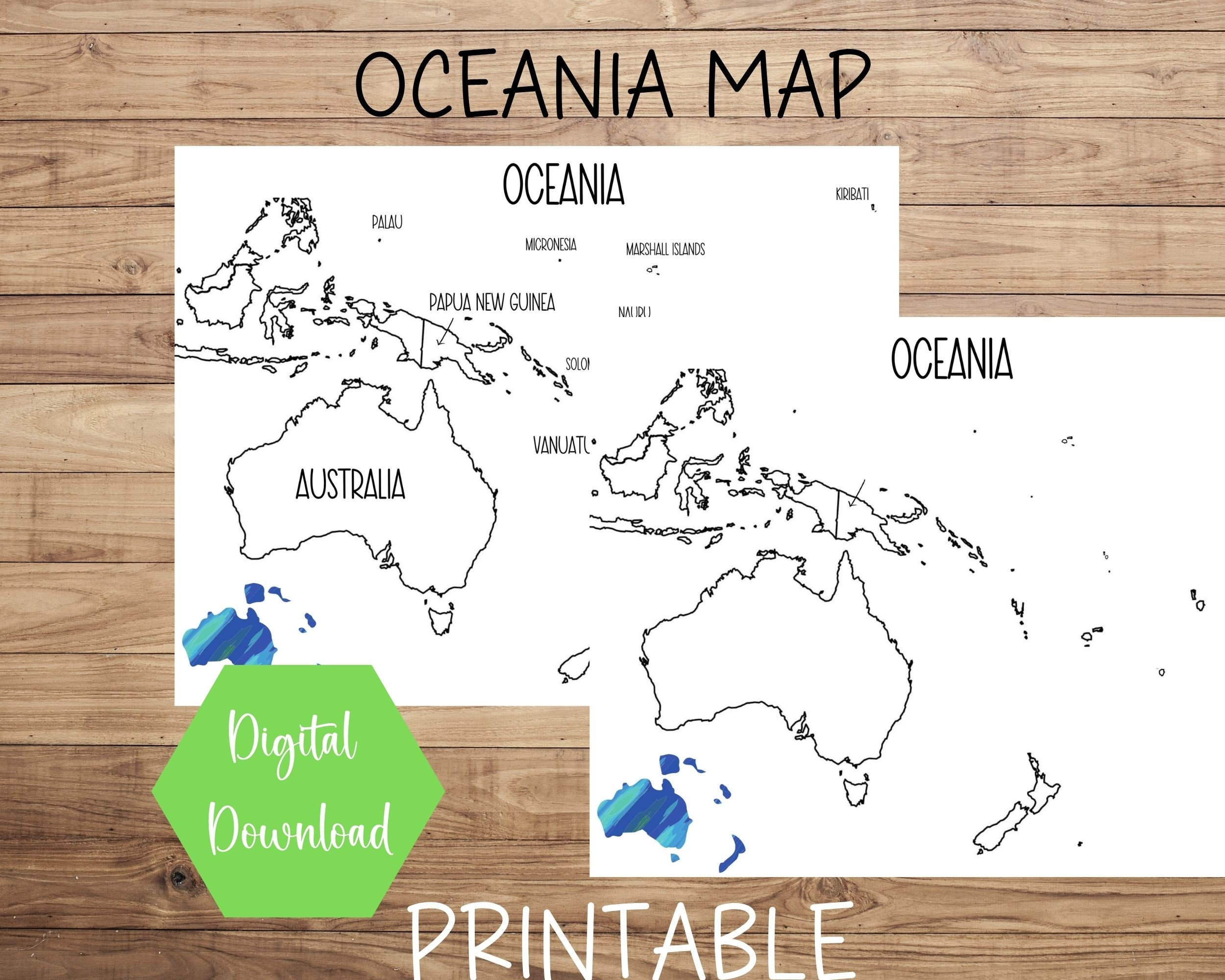 Oceania Map Map Of Oceania Printable Oceania Map Printable Sales Map Travel Tracker Etsy Order Map Instant Digital Download PDF Map Etsy