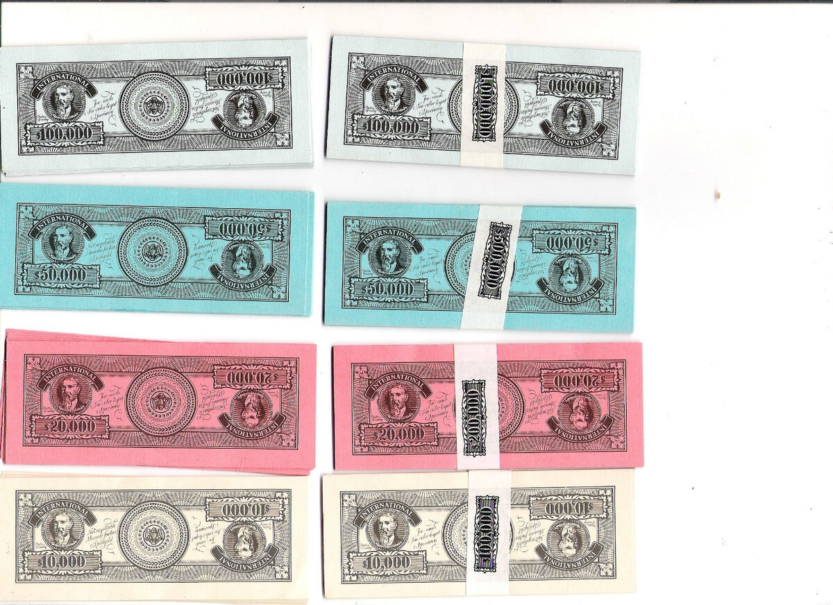 PLAY MONEY HUGE VALUES 10 000 100 000 X 10 NOTES EACH BATCH REPLACEMENTS EBay