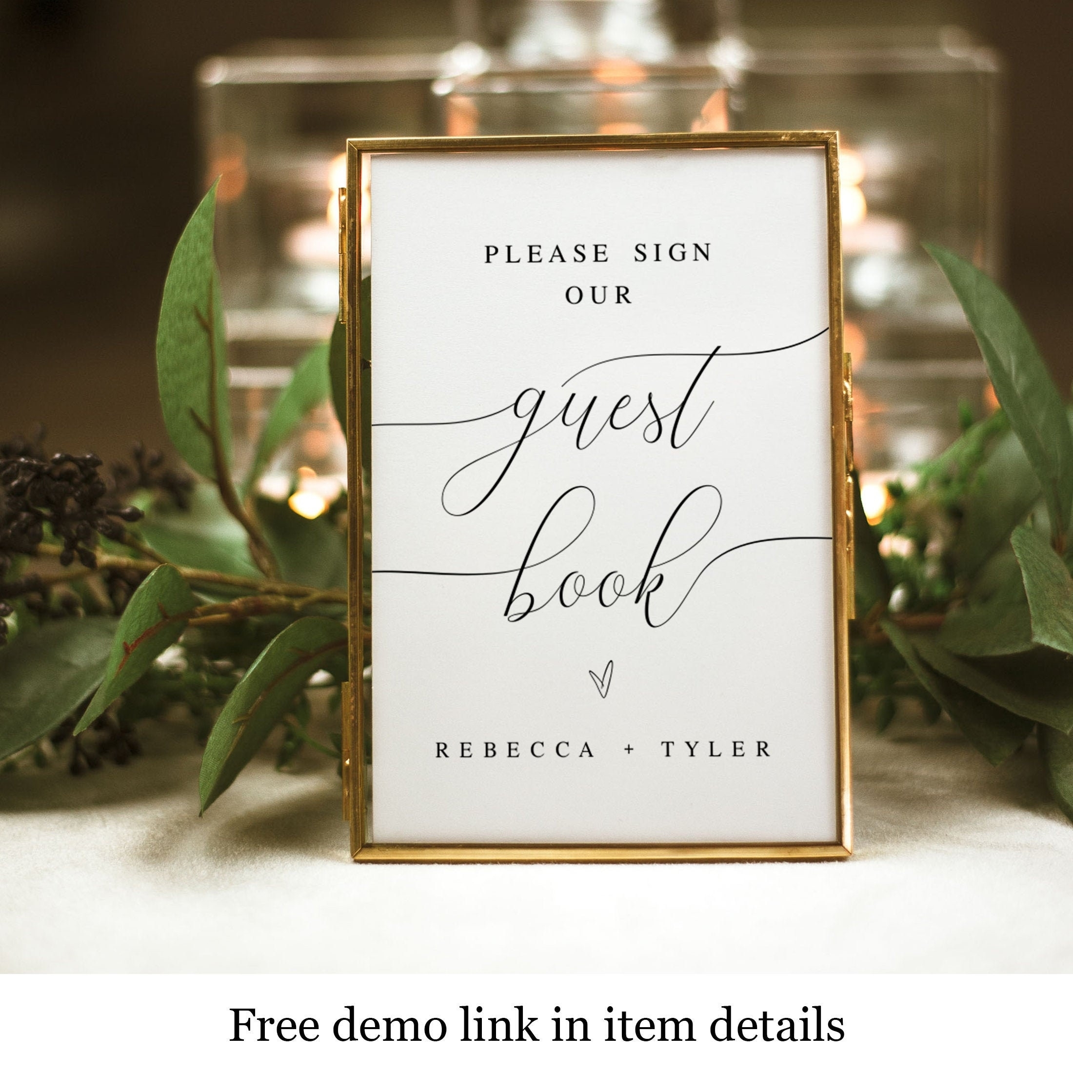 Please Sign Our Guestbook Sign Template 100 Editable Text Downloadable Customize Edit With Templett Guest Book Ideas 5x7 8x10 vmt12 Etsy