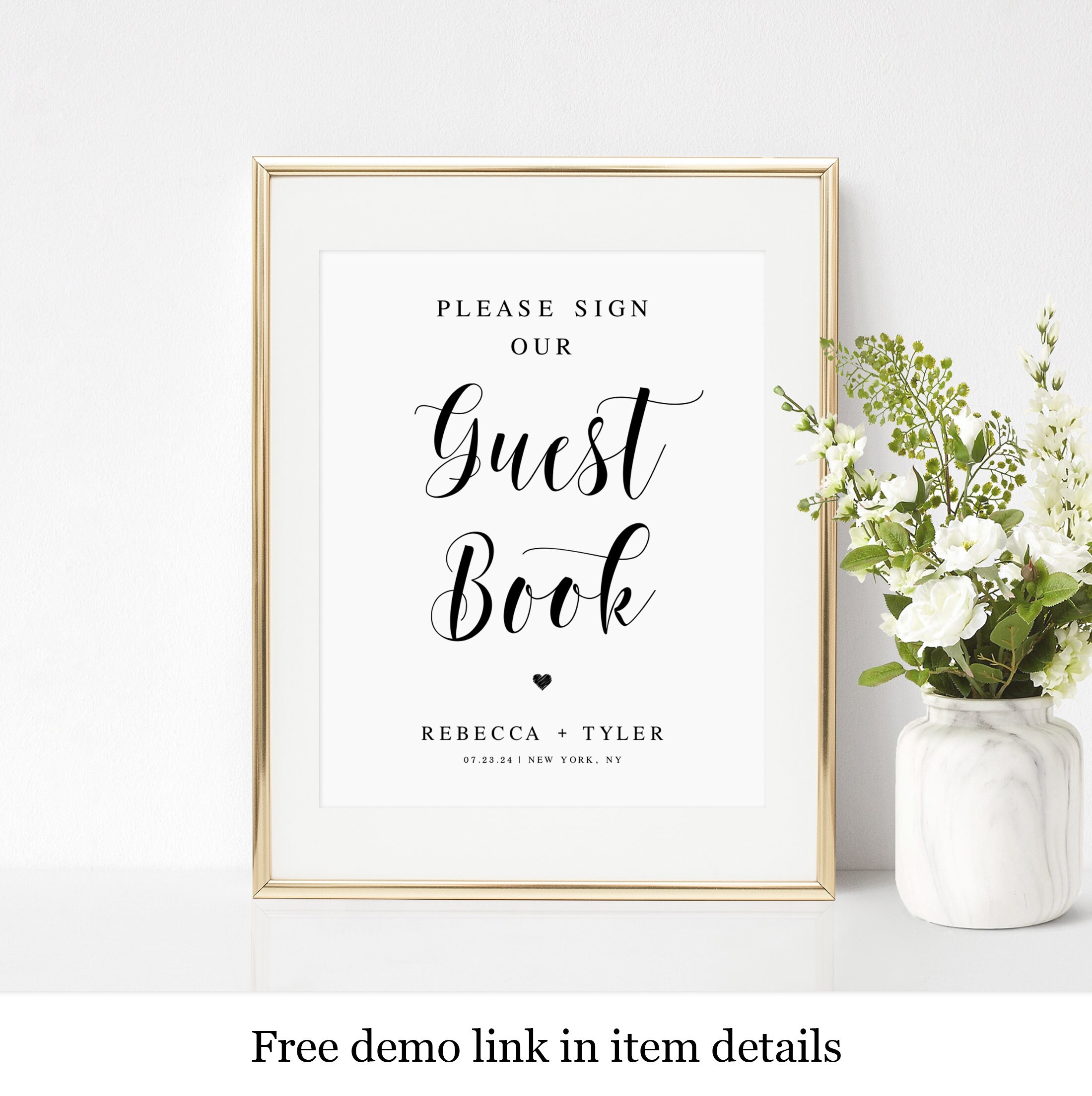 Please Sign Our Guestbook Sign Template 100 Editable Text Try Before You Buy Wedding Printables Digital Download Custom Heart vmt110 Etsy