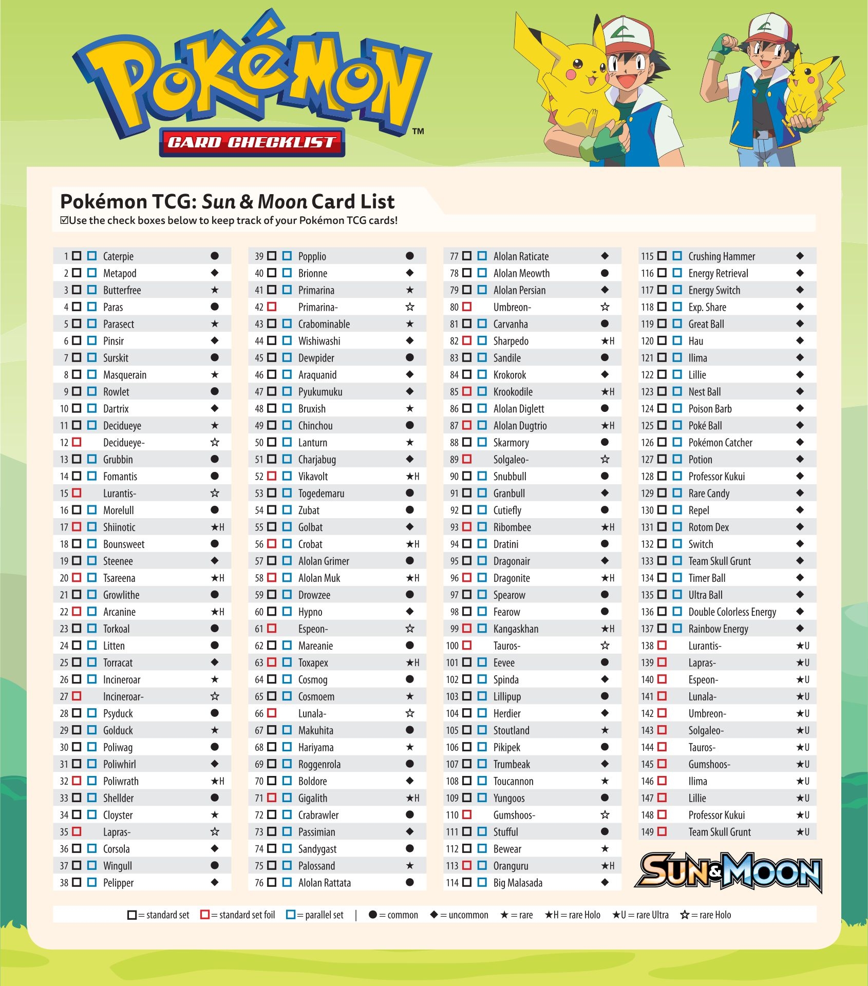 Pokemon Go Printable Checklist To Gen 4