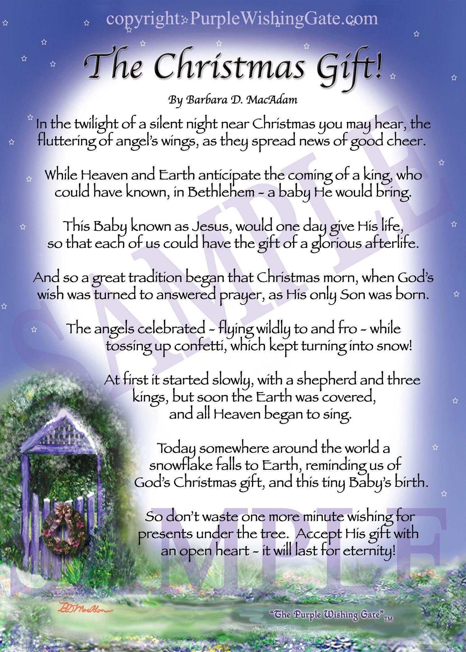 Popular Poem The Christmas Gift In Digital Format 5x7 Frameable Digital Christmas Poem Print Frame Or Use For Christmas E card Etsy