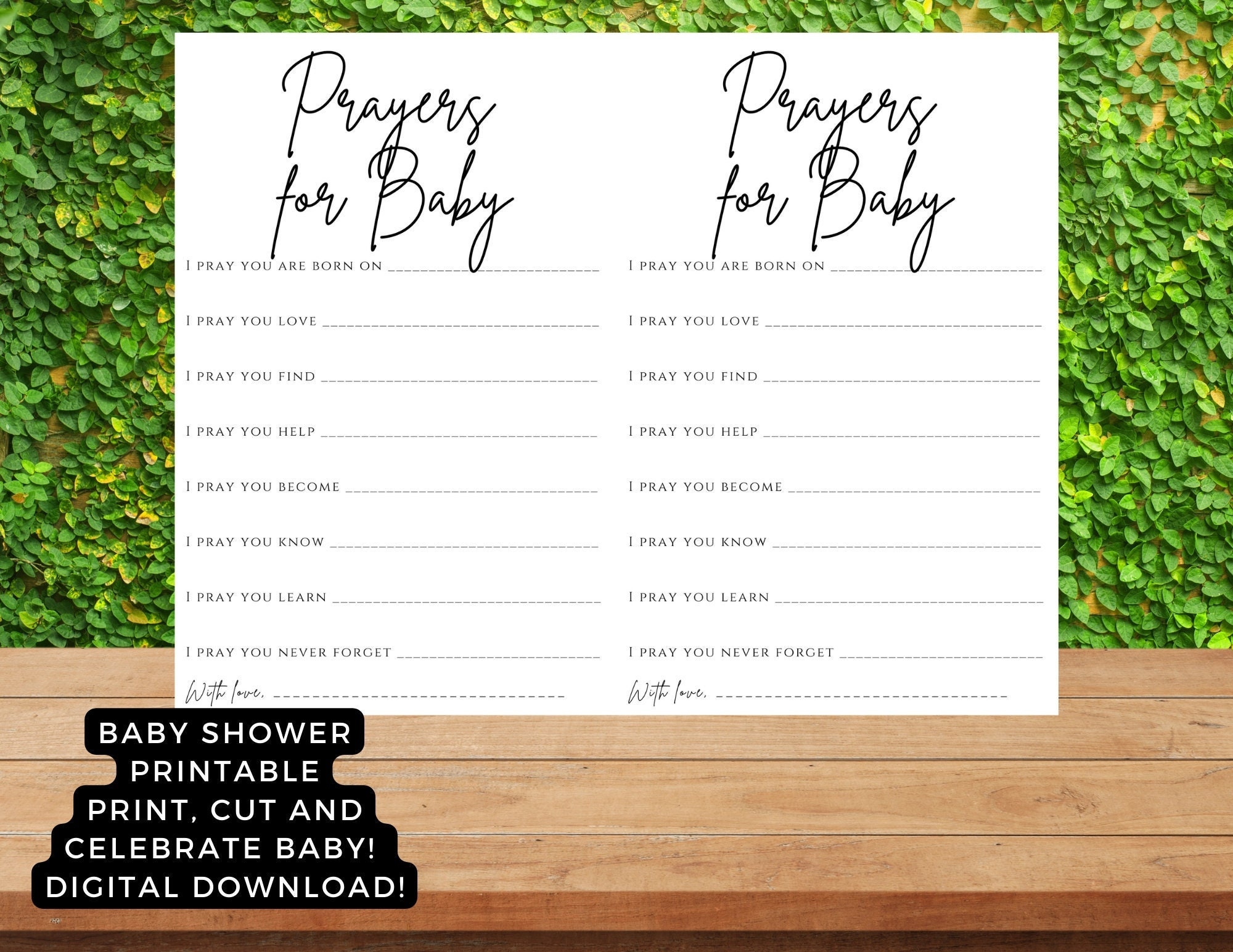 Prayers For Baby Fill In The Blank Baby Shower Game Baby Shower Activity Etsy