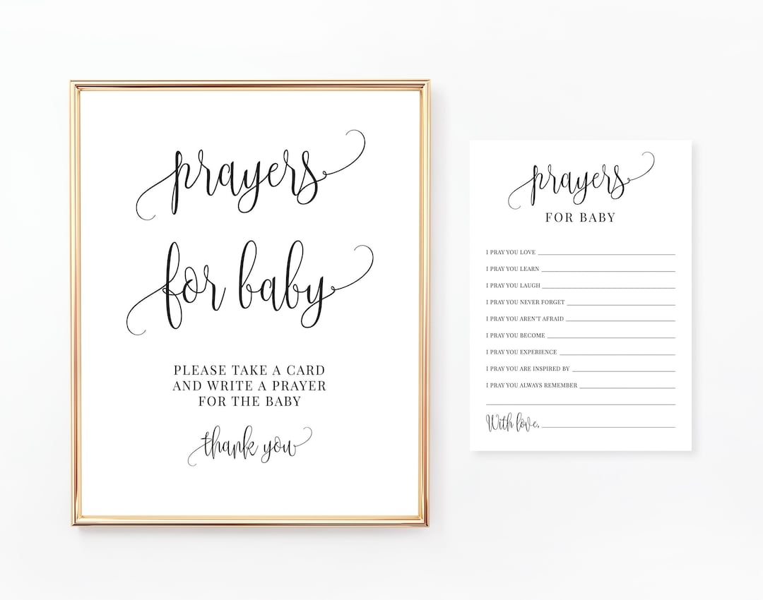 Prayers For Baby Sign And Cards Printable Game Well Wishes For Baby Baby Shower Activities Minimalist Modern BA030 Etsy