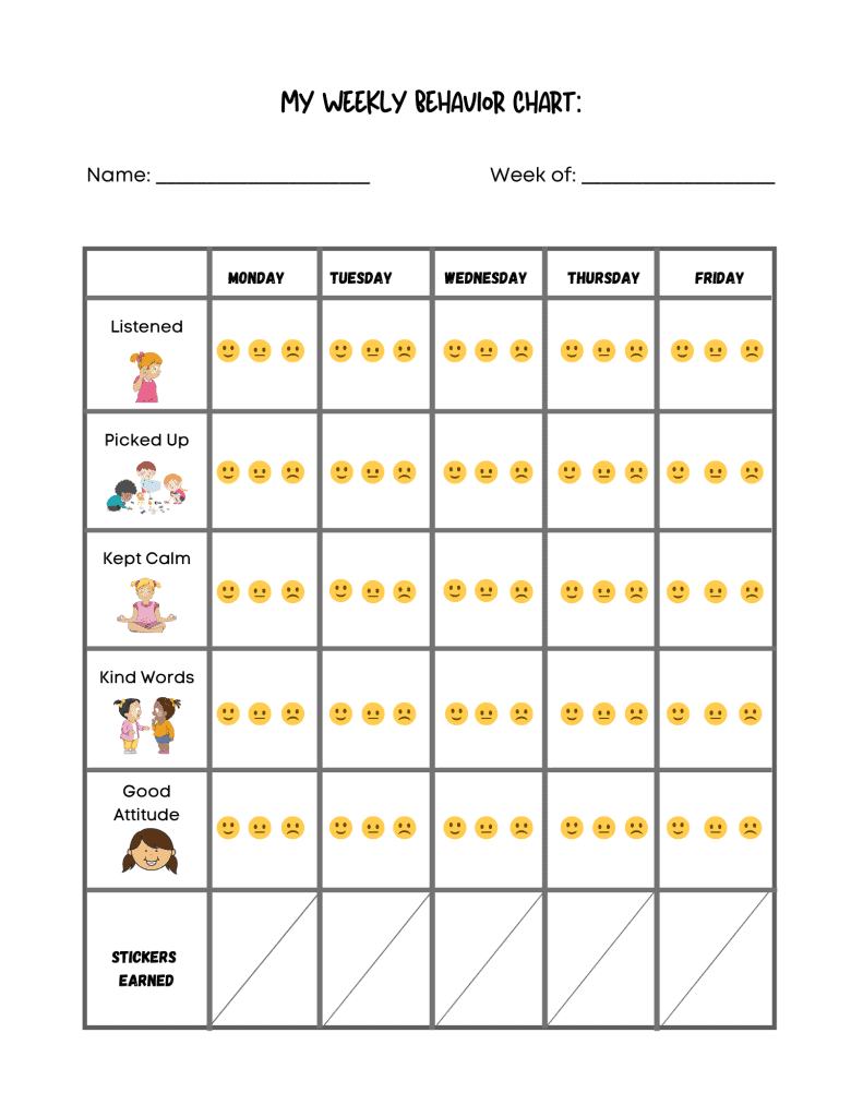 Reward Chart For 3 Year Old Printable