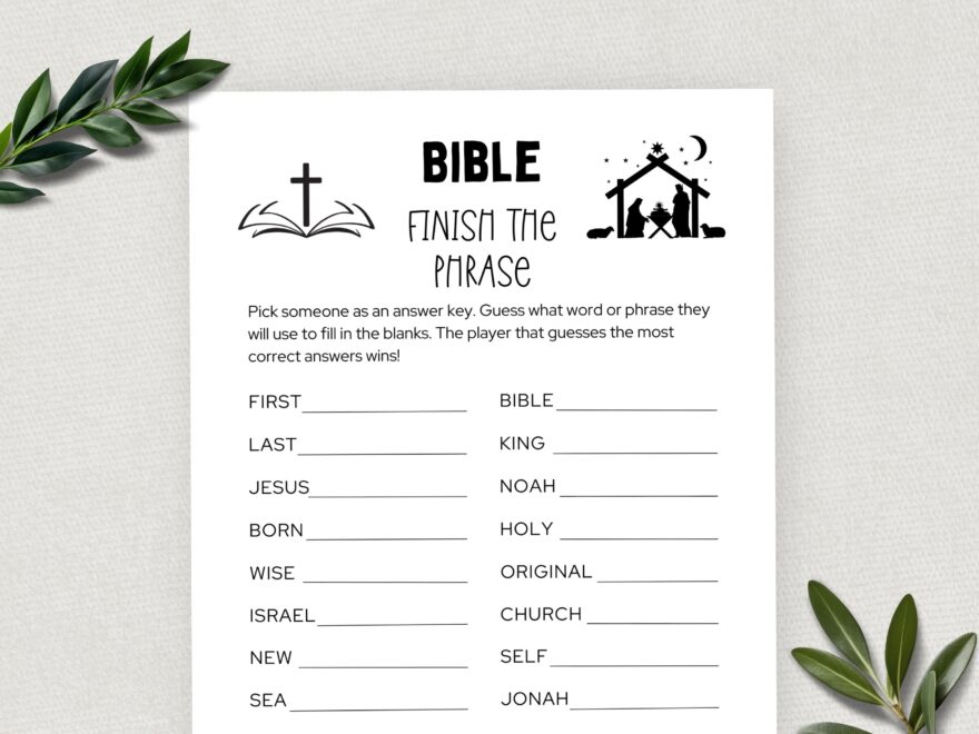 Printable Bible Finish The Phrase Bible Games Fun Christian Youth Group Game Sunday School Church Study Activity For Kids And Adults Etsy