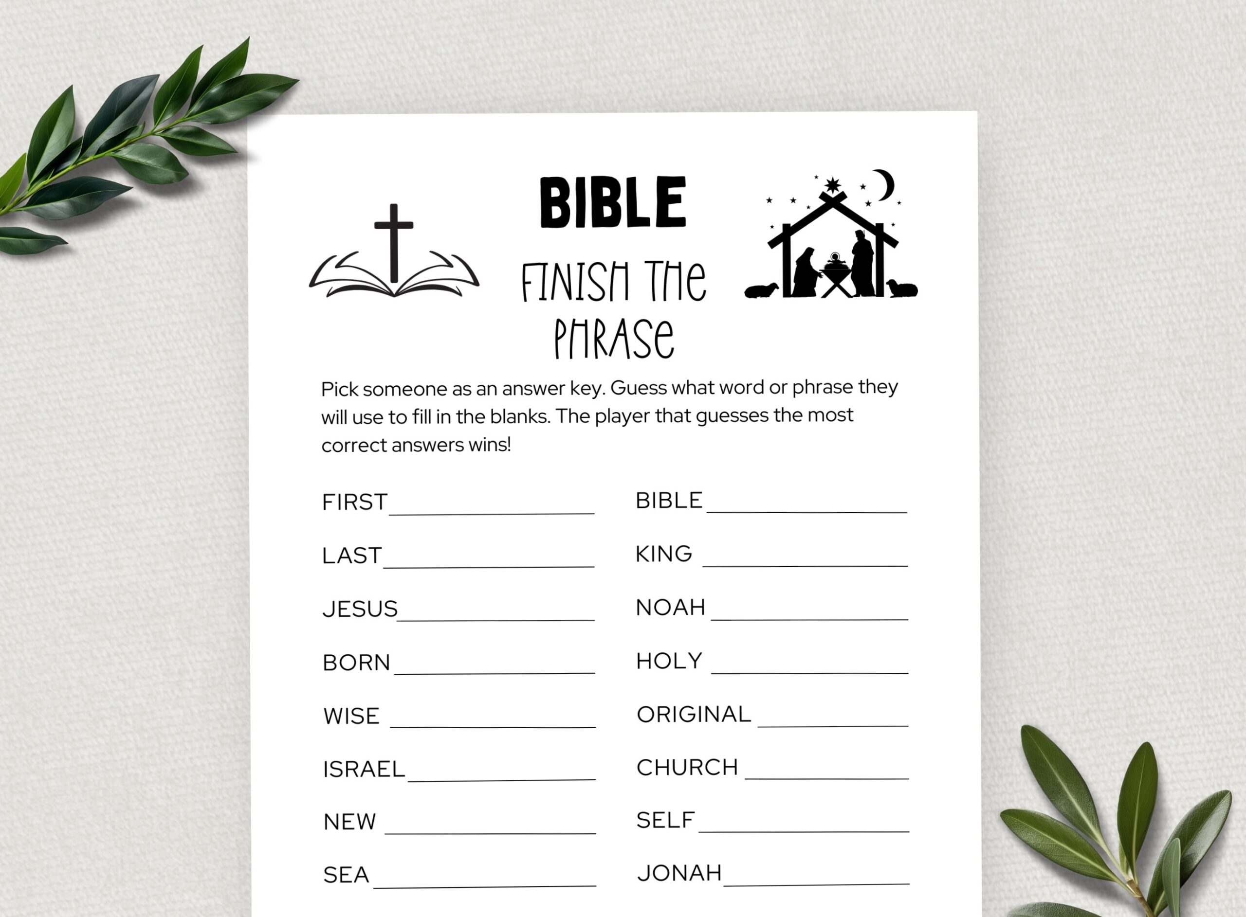Printable Bible Finish The Phrase Bible Games Fun Christian Youth Group Game Sunday School Church Study Activity For Kids And Adults Etsy