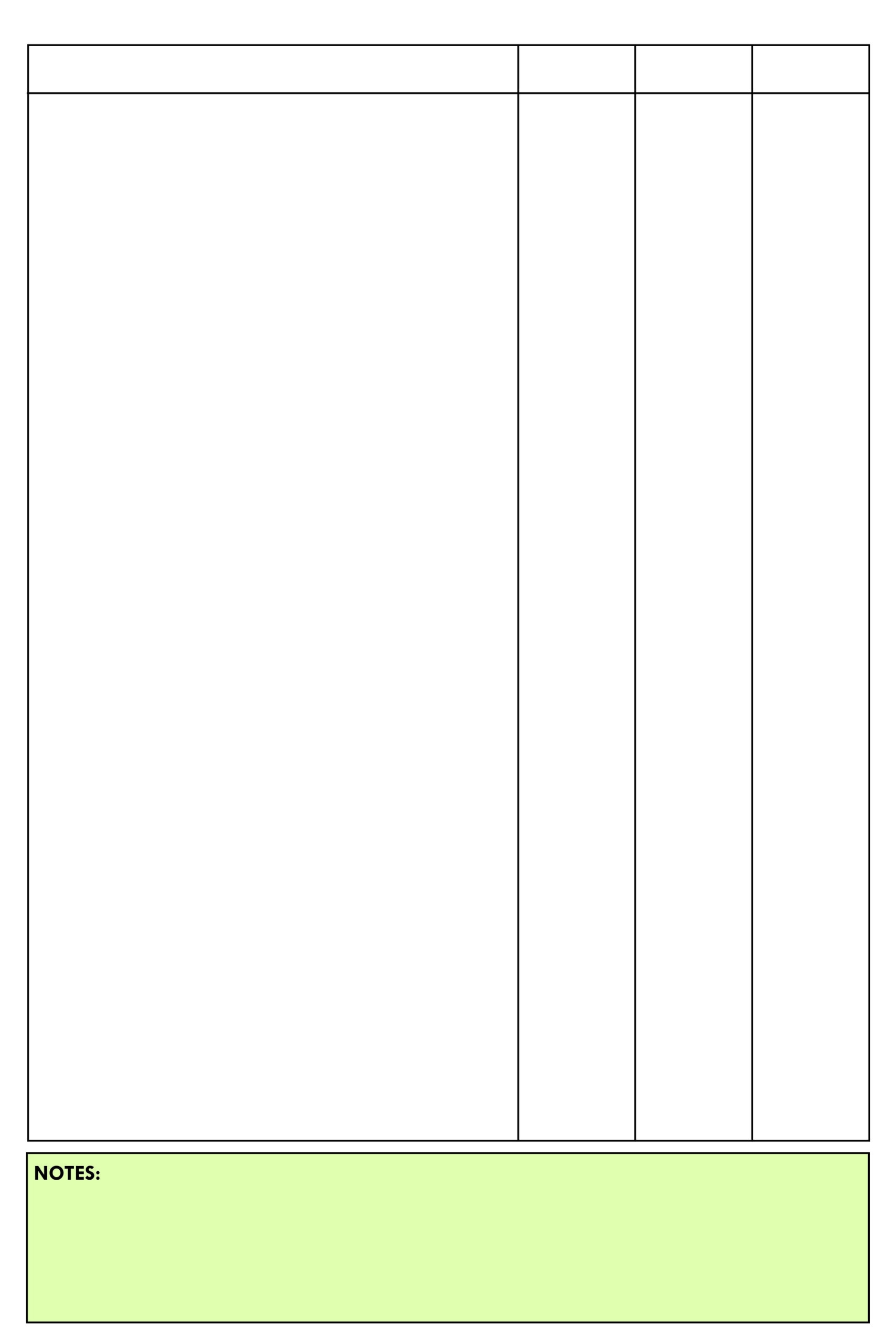 Printable Blank 4 Column Chart Templates PDF Included Printables Hub