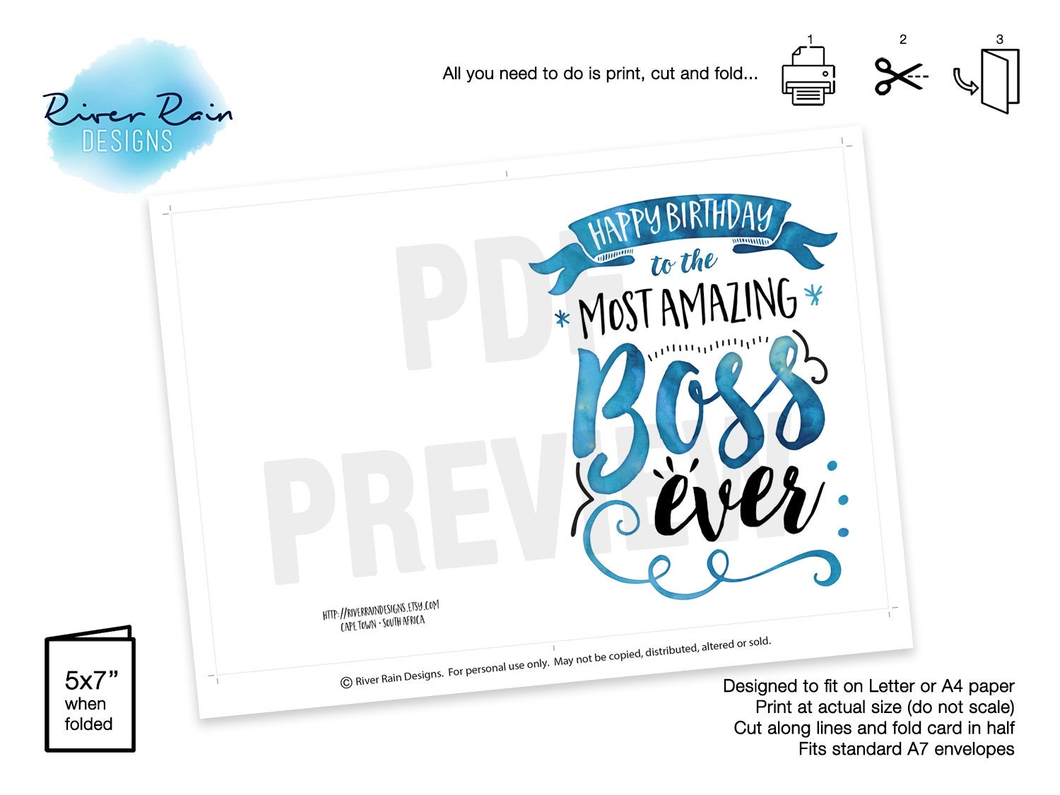 PRINTABLE Boss Birthday Card Happy Birthday To The Most Amazing Boss Ever Etsy