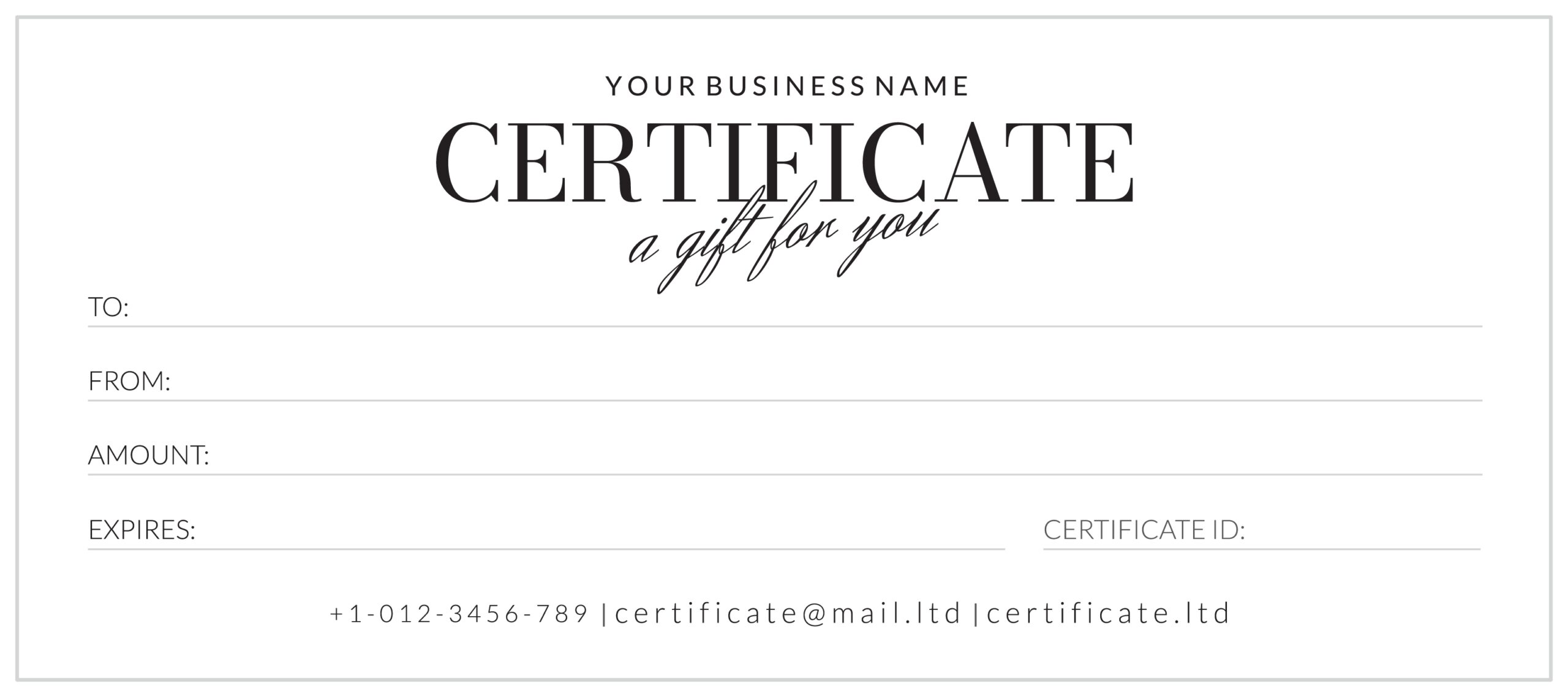 Printable Blank Gift Certificate Template