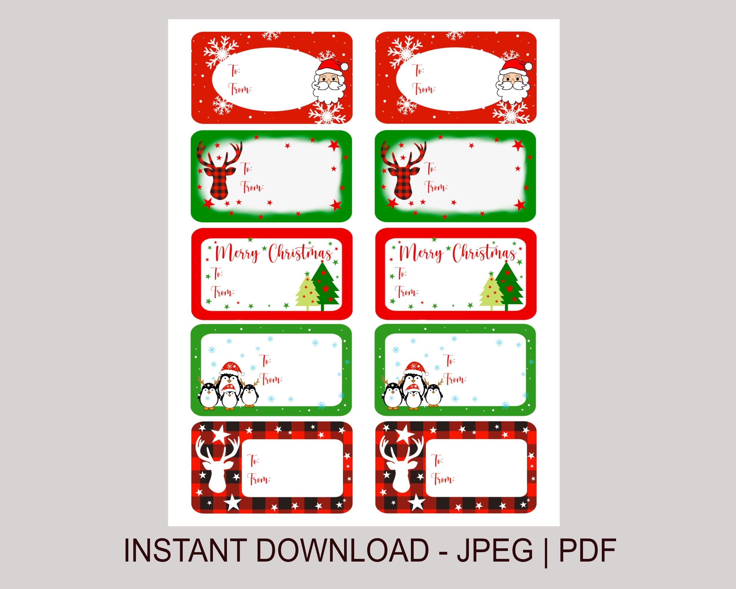 Printable Christmas Labels Instant Download Winter Holiday Digital Download Christmas Gift Tag Stickers Etsy Israel