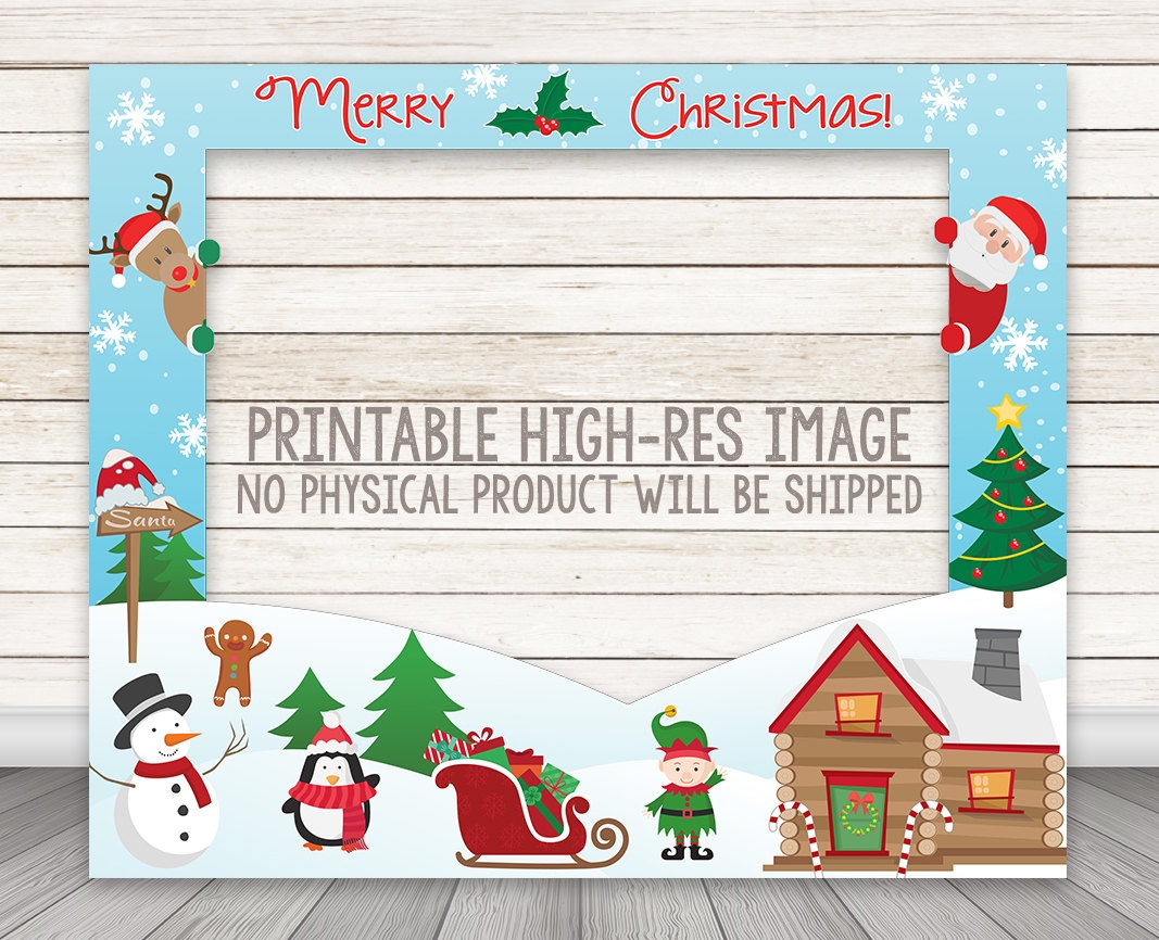 PRINTABLE Christmas Photo Booth Frame Santa Holiday Party Photo Booth Frame Happy Barn
