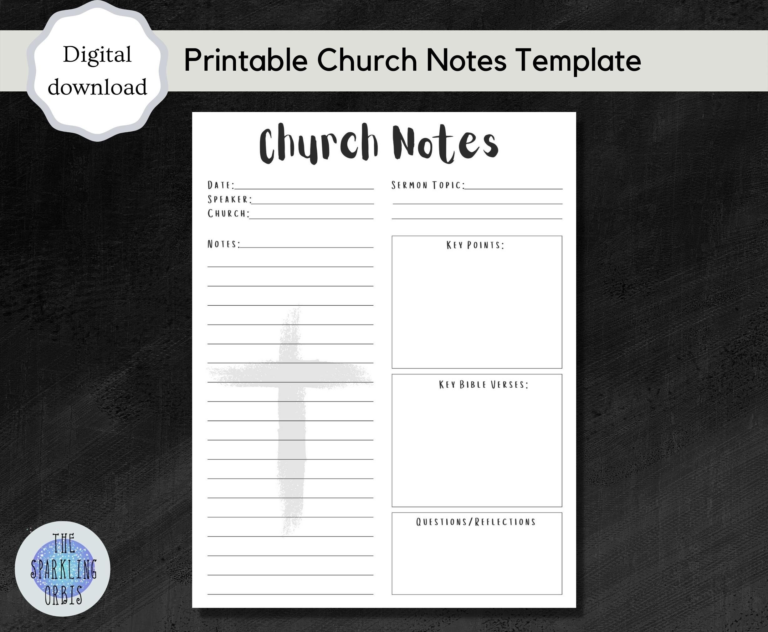 Printable Sermon Note Taking Sheet