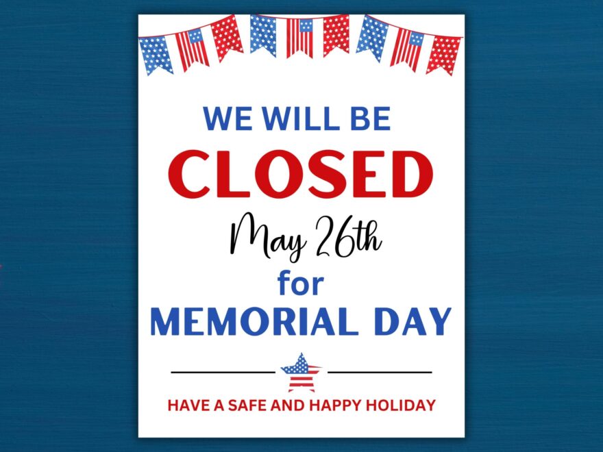 Printable closed For Memorial Day Sign Instant Download Memorial Day Closed Sign Template Printable Store Closed Door Sign Etsy
