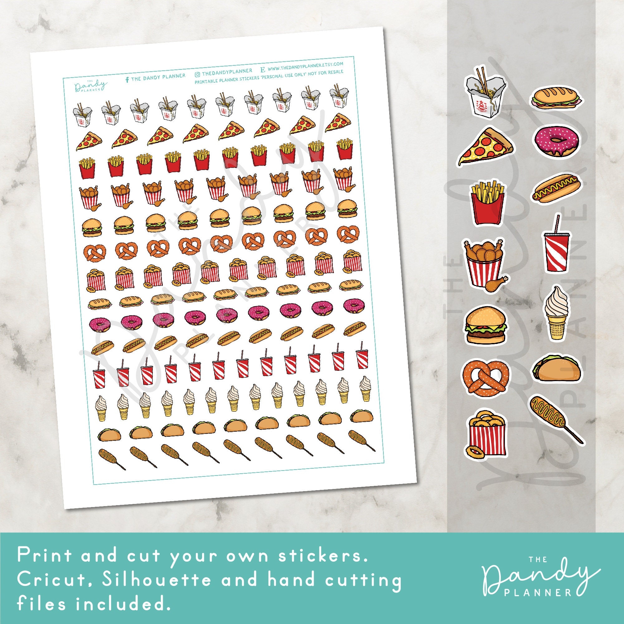 Printable Doodle Fast Food Planner Stickers Junk Food Planning Stickers Printable Food Stickers Doodle Fast Food Planner Stickers Etsy