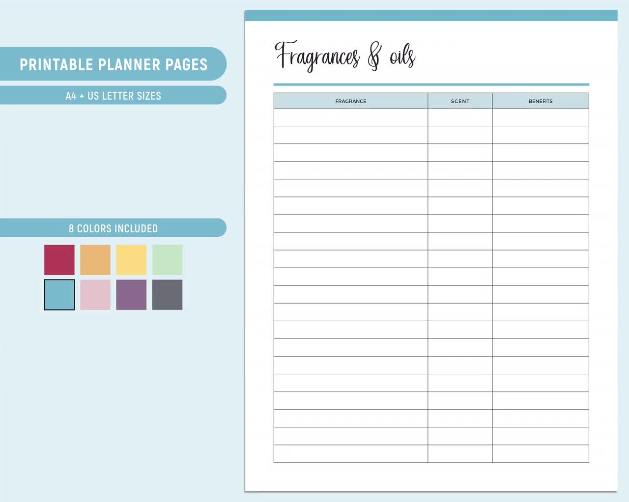 Printable Fragrance And Oil Tracking Sheet DIY Candle Maker Soap Maker Essential Oil List A4 And Letter Size Print At Home Etsy