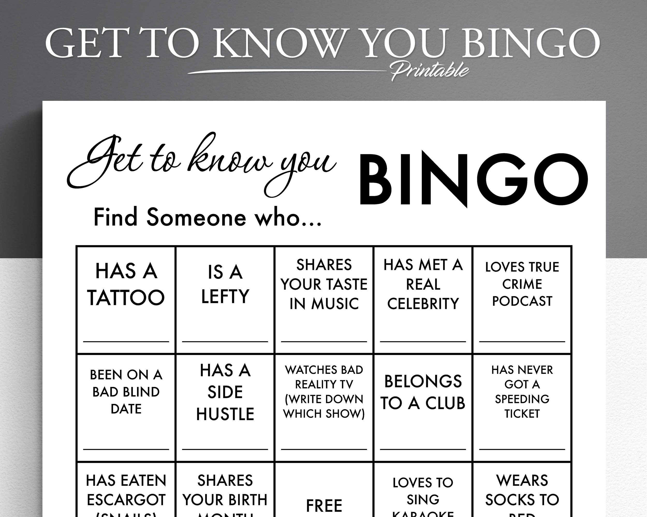 Printable Get To Know You Bingo Game 1 Page Bingo Ice Breaker Game People Bingo Human Bingo Office Party Game Mingle Bingo Etsy