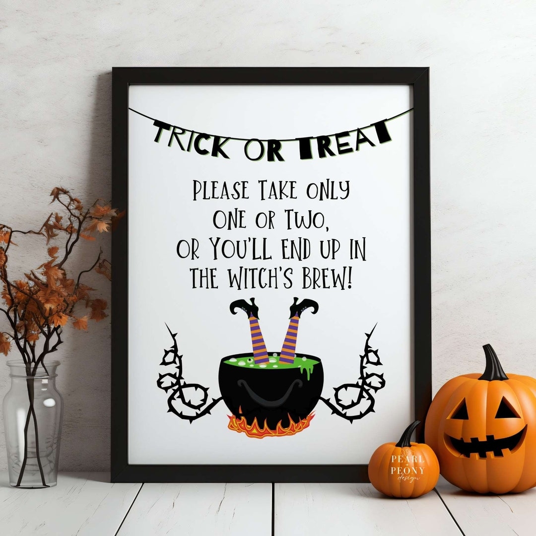 PRINTABLE Halloween Candy Bowl Sign Please Take One Sign Trick Or Treat Porch Sign Take A Treat Sign Trunk Or Treat Digital Download Etsy