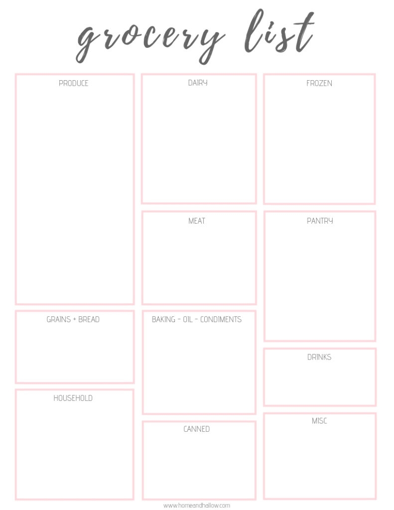 Printable Meal Planner Grocery List Home And Hallow