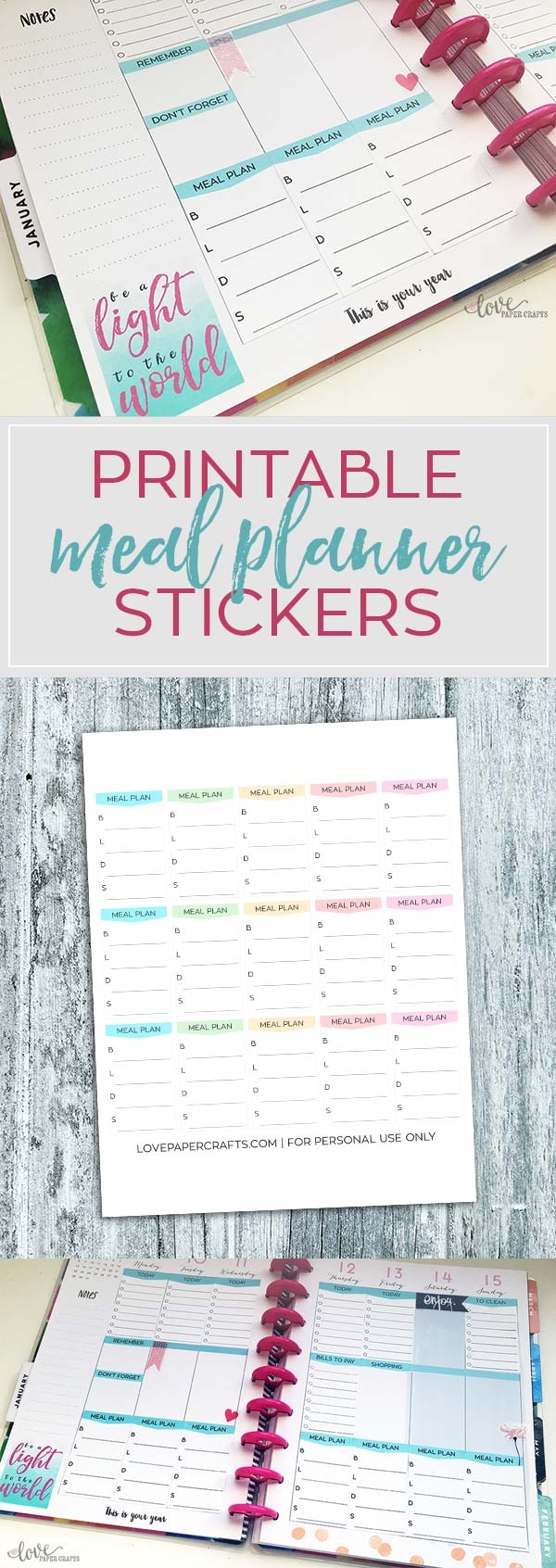 Printable Meal Planner Stickers For The Happy Planner Love Paper Crafts