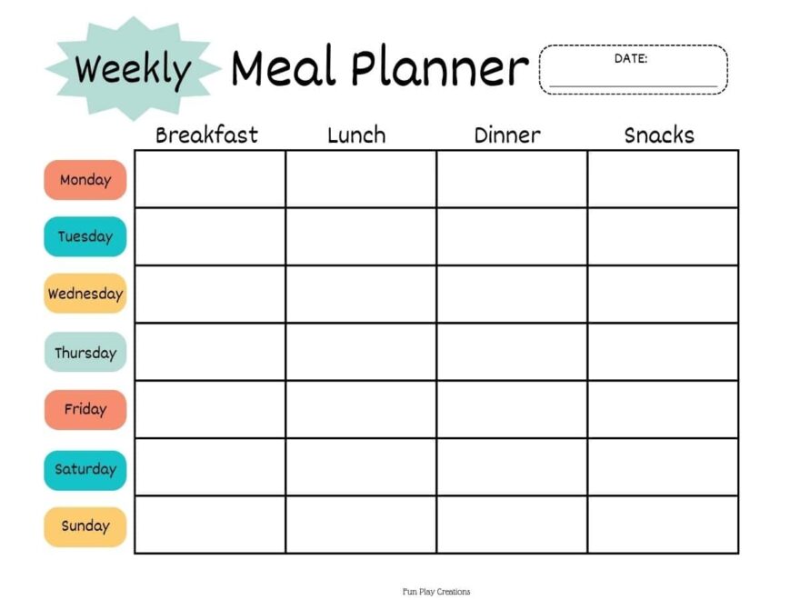 Printable Meal Planner Templates Free PDF
