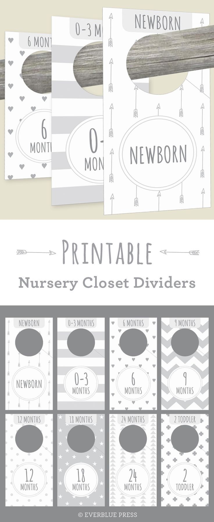 Printable Nursery Closet Dividers 8 In Set PDF Instant Download Baby Clothes Organizer Han 
