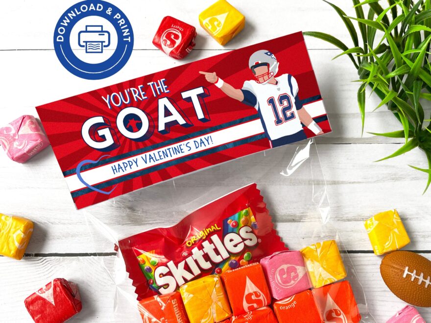 PRINTABLE Patriots Valentine Instant Download You re The Goat Valentine s Easy Kids Valentine Sports Football Brady Patriots Valentine s Etsy