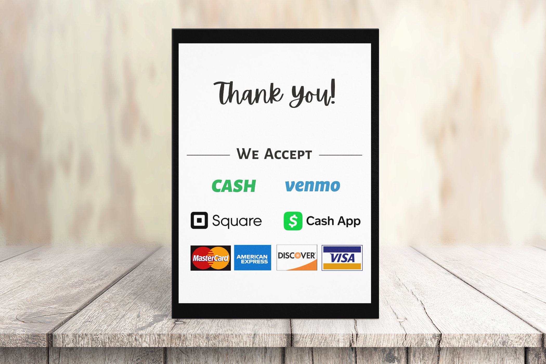 We Accept Credit Card Signs Printable