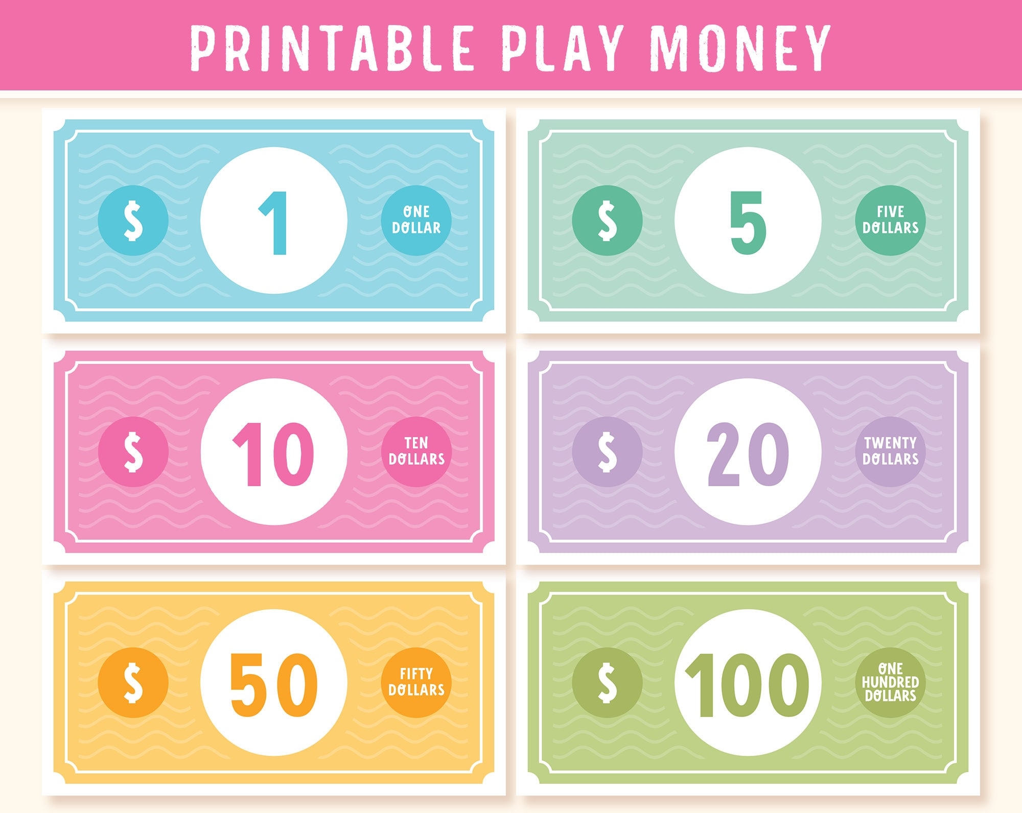 Printable Play Money For Kids Digital Instant Download Pretend Play Money Play Monies Dollar For Shop Games Or Grocery Playing With Kids Etsy UK