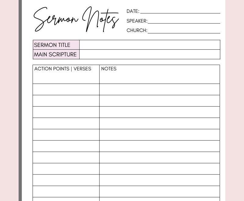 Printable Sermon Notes Sermon Summary Note Christian Planner Printable Cornell Sermon Notes Goodnotes Sermon Note Templates PDF Download Etsy