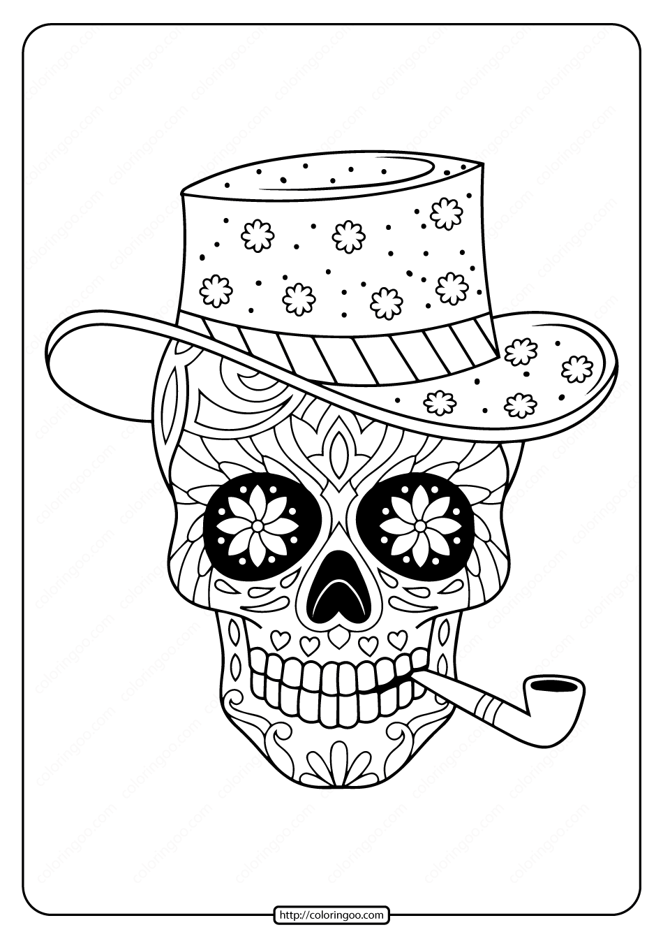 Printable Sugar Skull Pdf Coloring Pages 04