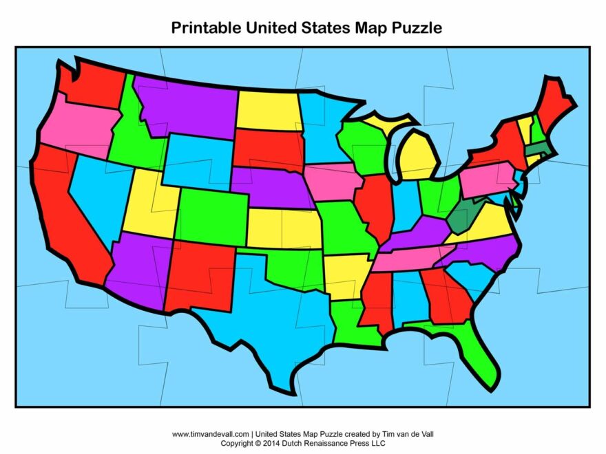 Printable United States Map Puzzle For Kids Make Your Own Puzzle