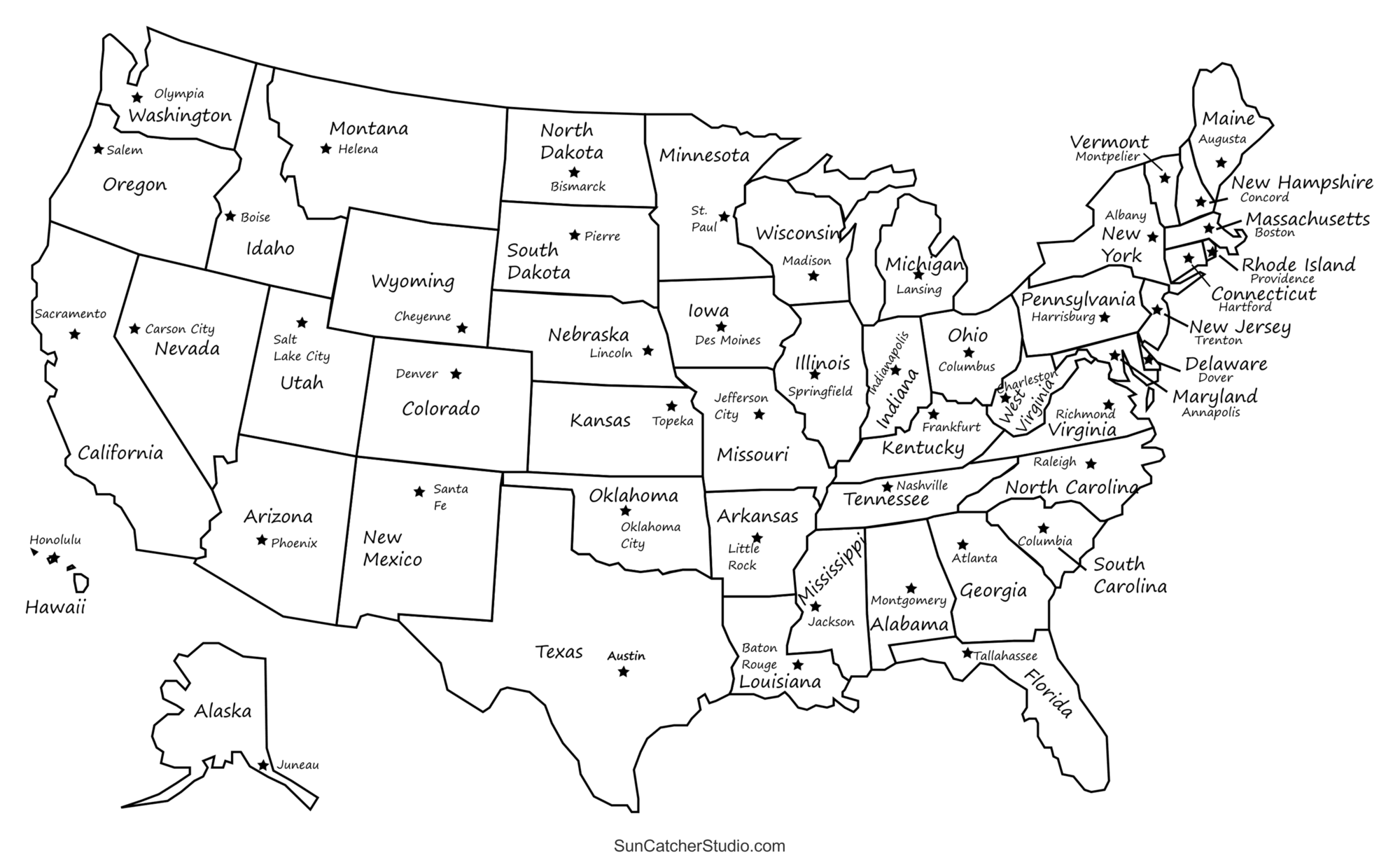 Map Of United States With Cities Printable