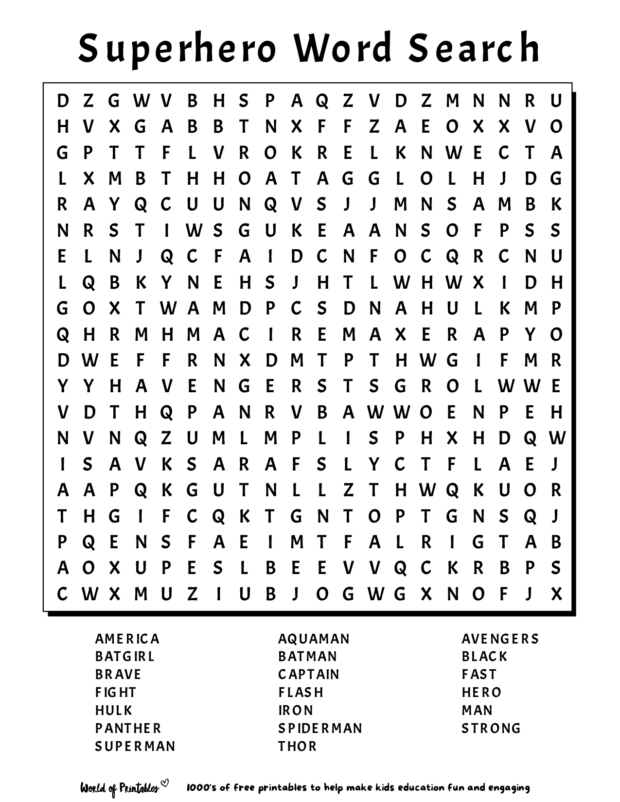 Printable Word Search World Of Printables Worksheets Library