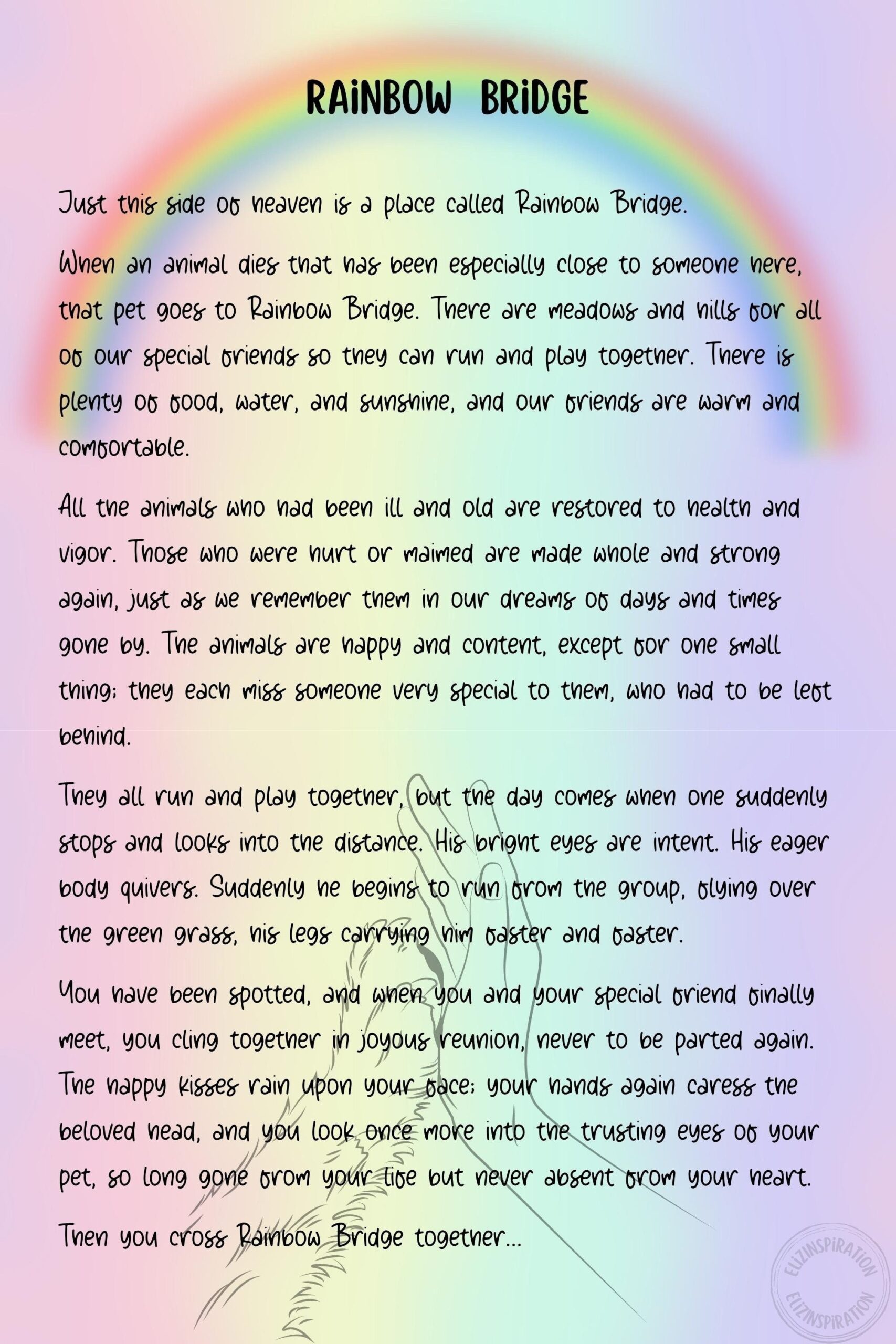 Printable Version Of Rainbow Bridge Poem