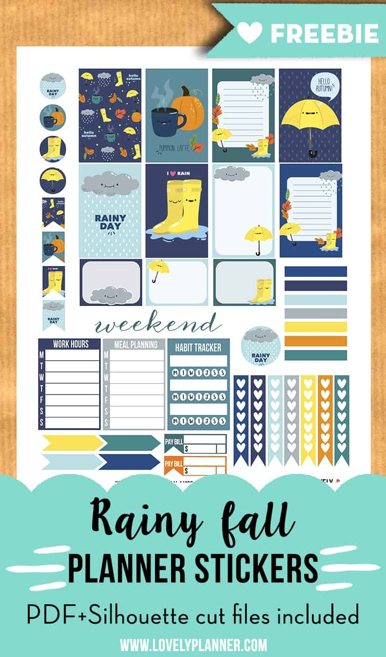 Rainy Fall Weekly Kit Planner Stickers Free Printable Lovely Planner