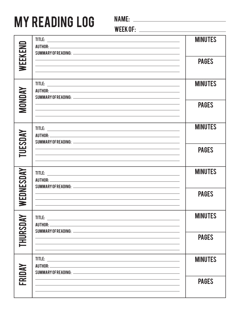 Free Printable Reading Logs With Summary