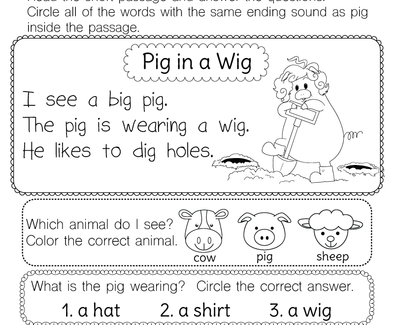 Reading Worksheet For Kids Free Printable Digital PDF