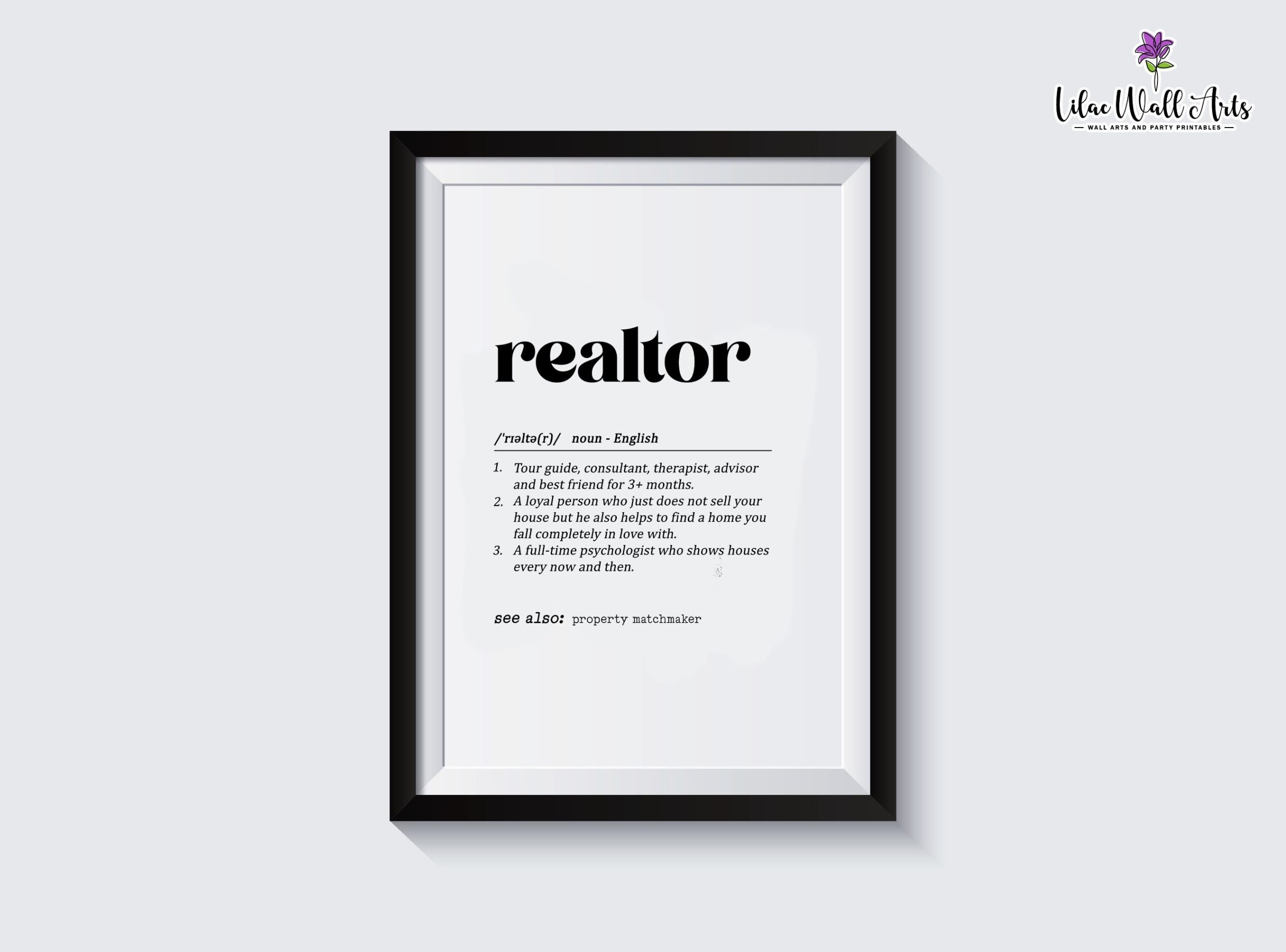 Realtor Definition Realtor Art Print Real Estate Gift Realtor Office D cor Best Realtor Gift Funny Realtor Gifts For Realtors Etsy
