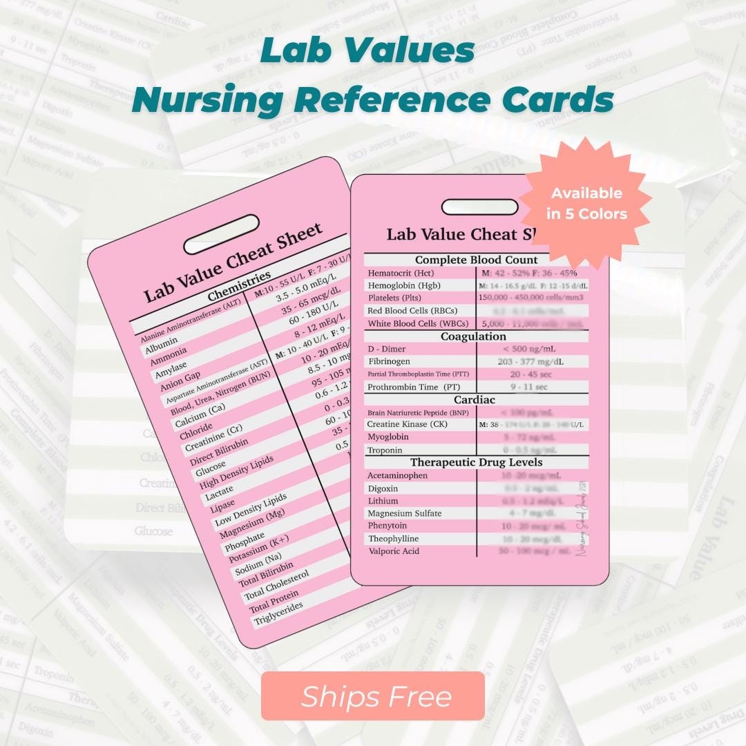 Free Printable Nursing Reference Cards
