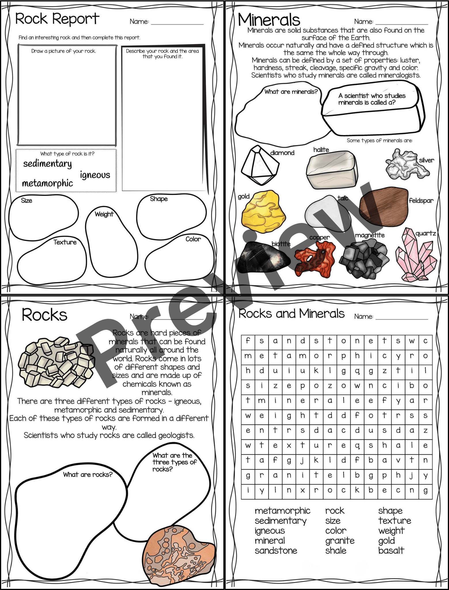 Rocks And Minerals Passages Worksheets Types Of Rocks Rock Cycle Activity Made By Teachers