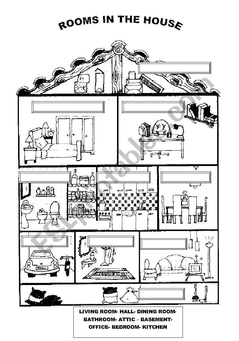 ROOMS IN THE HOUSE ESL Worksheet By Ilona