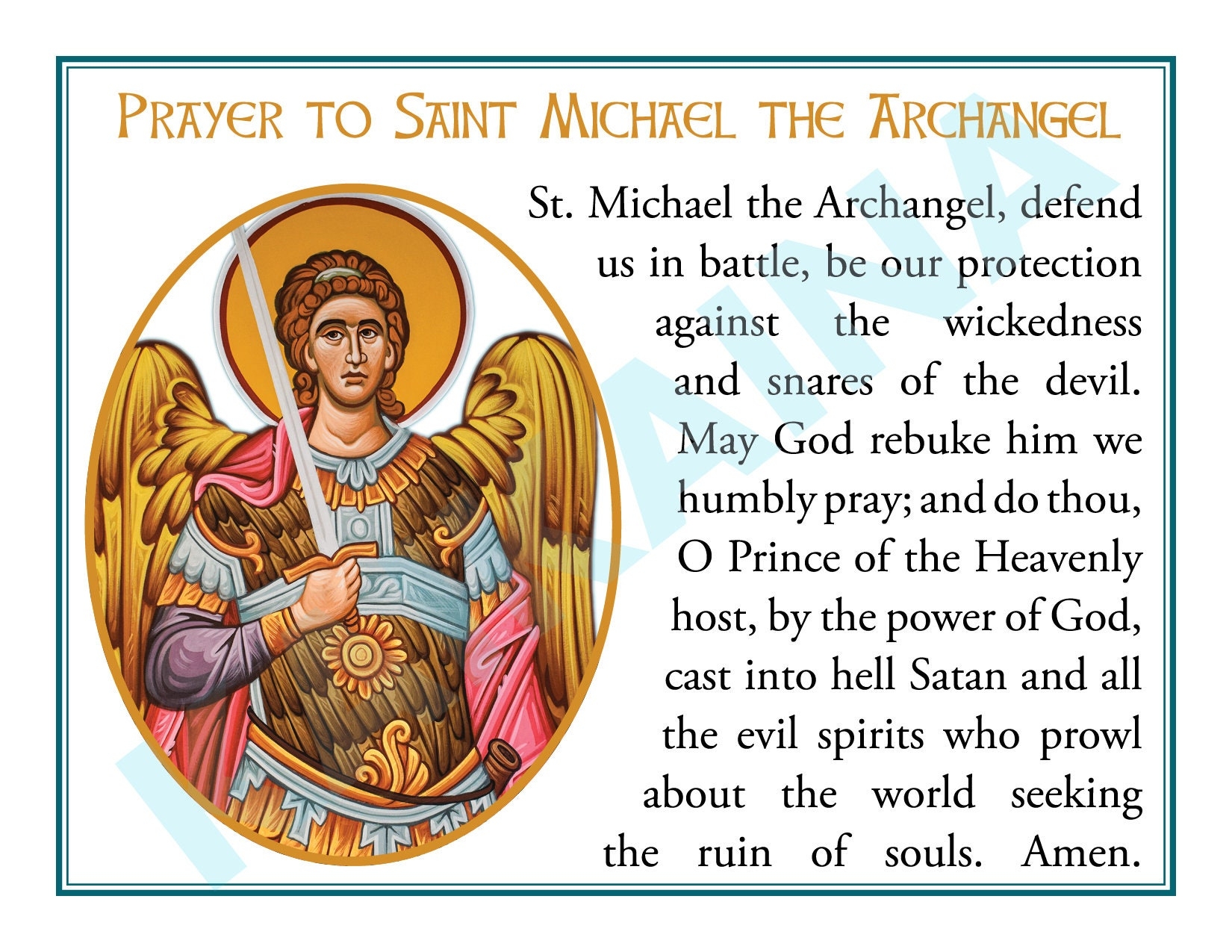 Saint Michael The Archangel Downloadable And Printable Prayer Card 4 up A Page Catholic Prayer Card Etsy Denmark