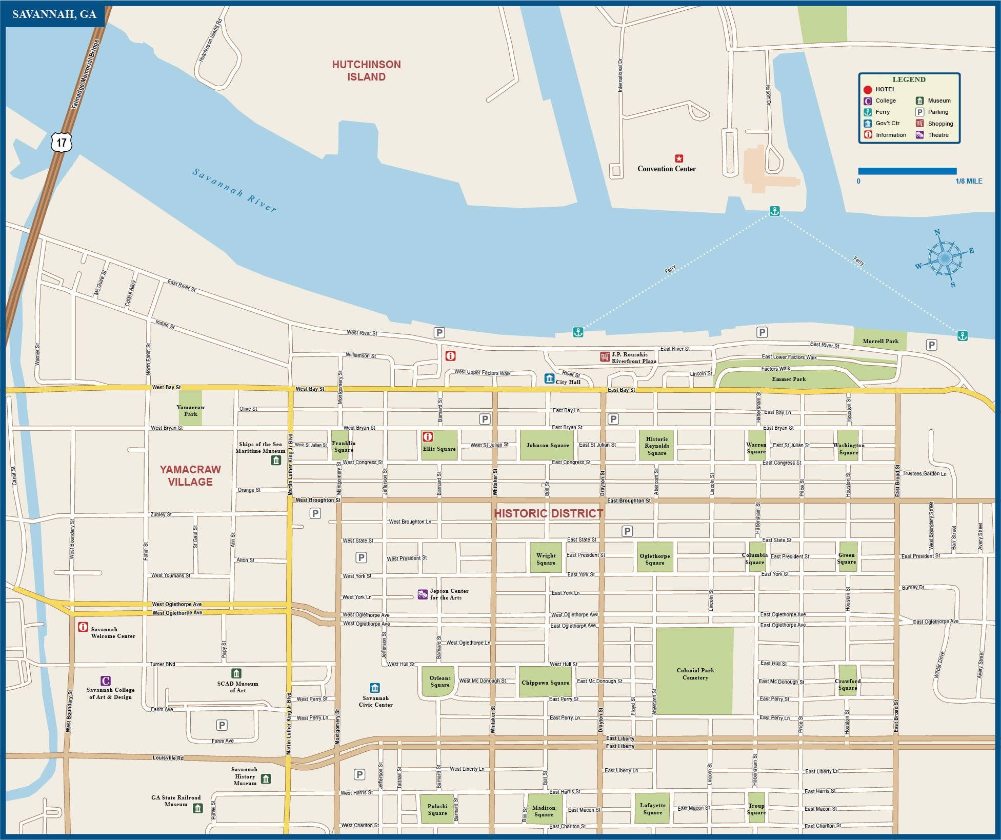 Printable Map Of Savannah Ga